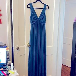 BCBG blue floor length Grecian gown M